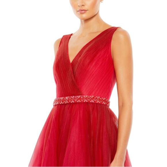 Mac Duggal 20378 Beaded Belt Red Ombre Tulle Dress Size 8 NWT - Picture 4 of 13